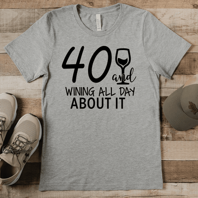 Mens Grey T Shirt with 40-And-Winning-All-Day design