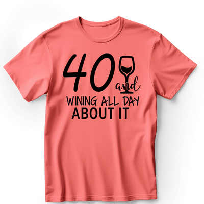 Mens Light Red T Shirt with 40-And-Winning-All-Day design