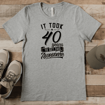 Mens Grey T Shirt with 40-Years-For-Awesome design