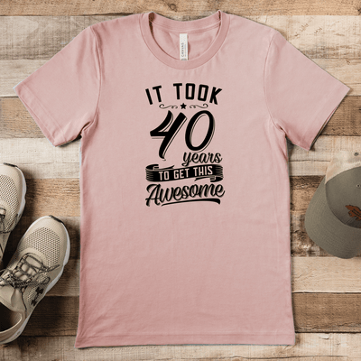 Mens Heather Peach T Shirt with 40-Years-For-Awesome design