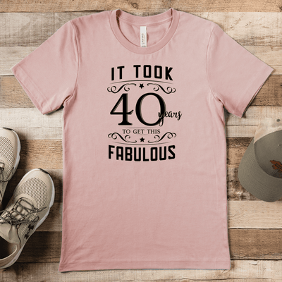 Mens Heather Peach T Shirt with 40-Years-For-Fabulous design