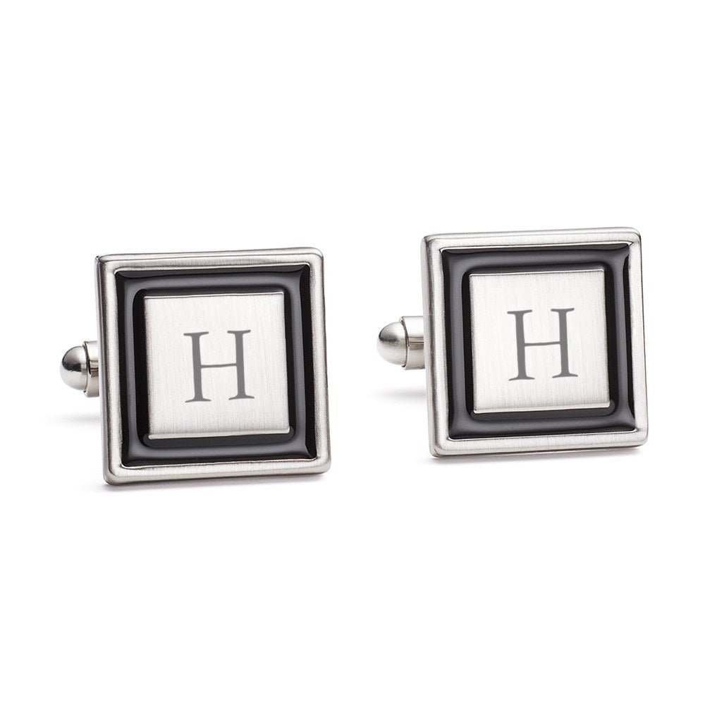 Unique Personalized Black Border Cuff Links Customized Wearables Gifts for Men by Groovy Guy