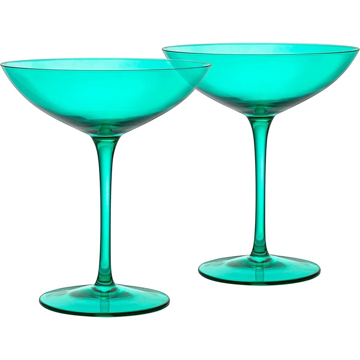 Unique Personalized Teal Colored Coupe Glasses Set Customized Tequila Gifts for Men by Groovy Guy