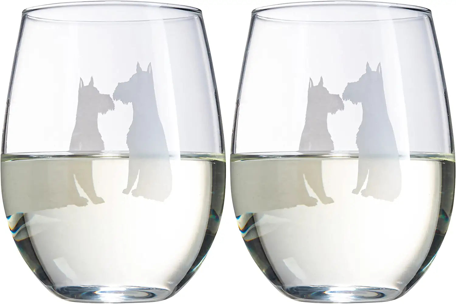 Unique Personalized Schnauzer Stemless Wine Glasses Set Customized Wine Glass Gifts for Men by Groovy Guy