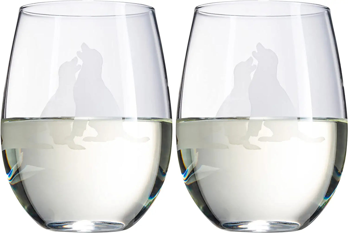 Unique Personalized Labrador Stemless Wine Glasses Set Customized Wine Glass Gifts for Men by Groovy Guy