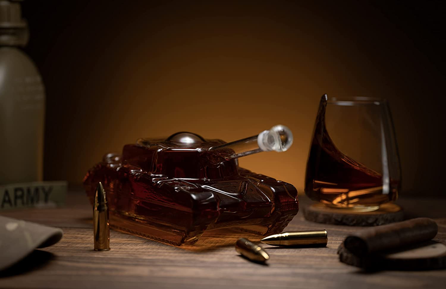 Unique Personalized Tank Whiskey Decanter Customized Gifts for Men by Groovy Guy