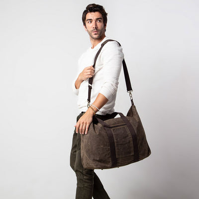 Waxed Canvas Weekender Tote And Dopp Kit Travel Set