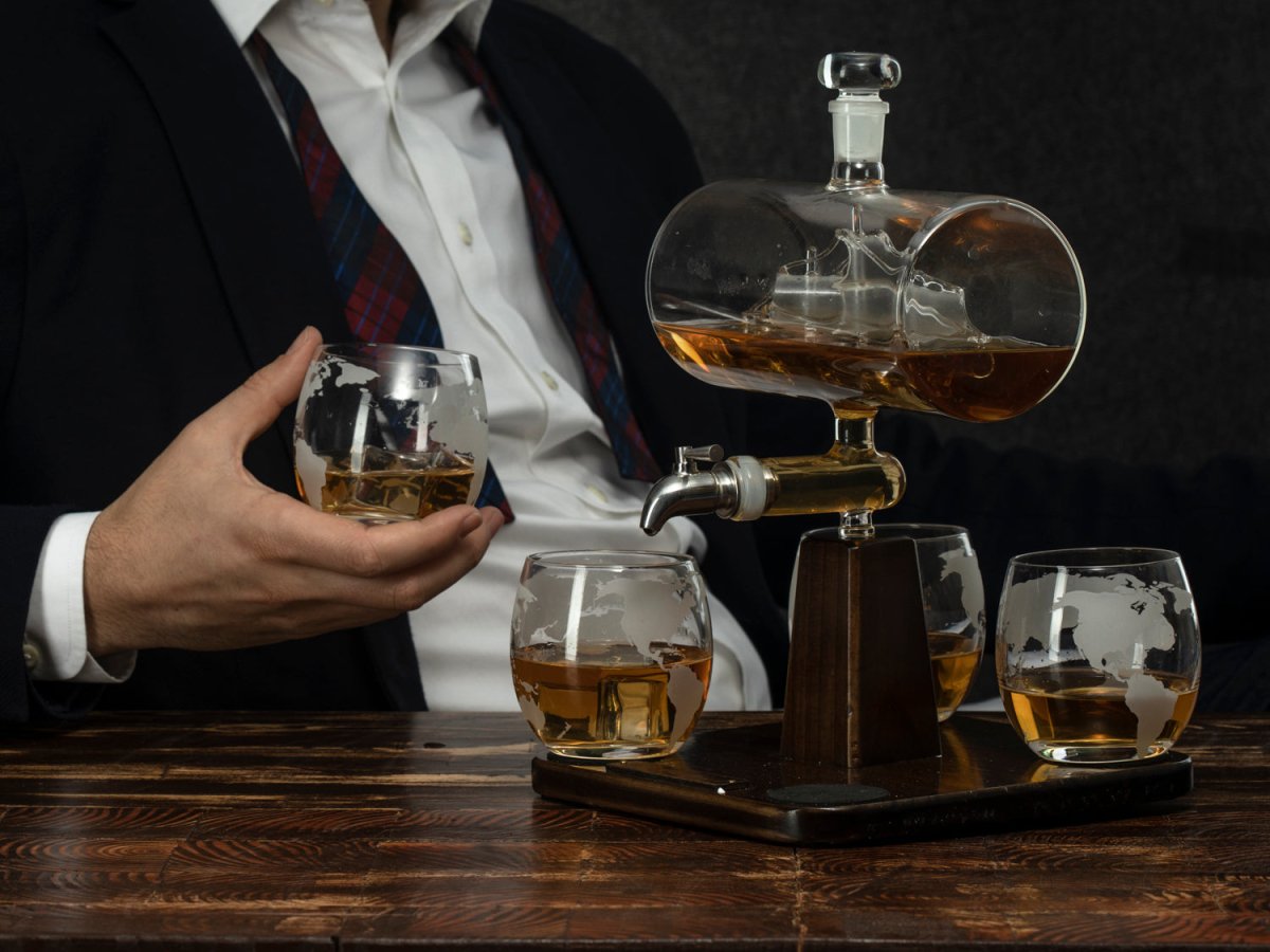 Unique Personalized Antique Ship Decanter Set Customized Decanter Set Gifts for Men by Groovy Guy