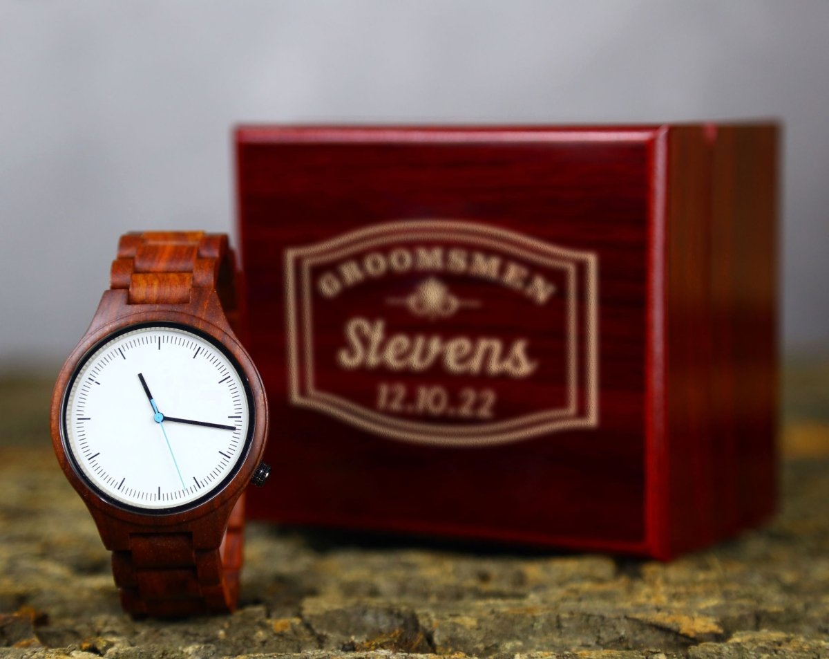 Unique Personalized Personalized Rose Wood Watch Customized Watches Gifts for Men by Groovy Guy
