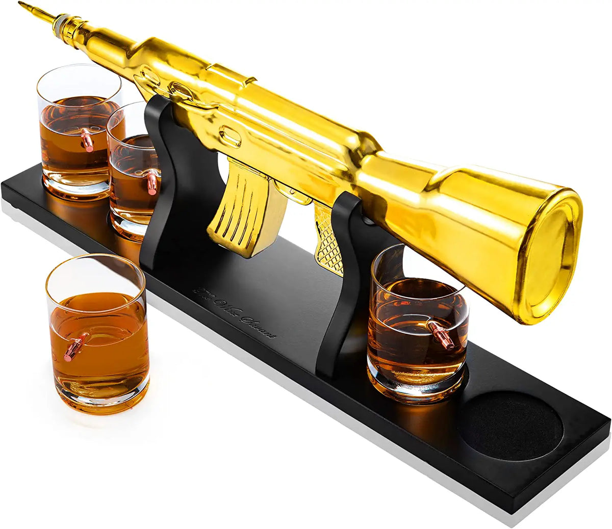 Unique Personalized AK Gold Whiskey Decanter Set Customized Gifts for Men by Groovy Guy