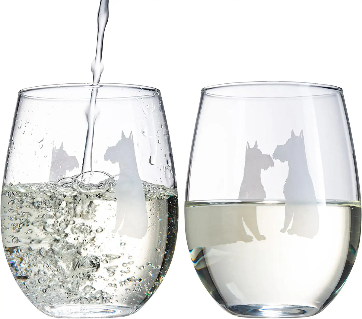 Unique Personalized Schnauzer Stemless Wine Glasses Set Customized Wine Glass Gifts for Men by Groovy Guy