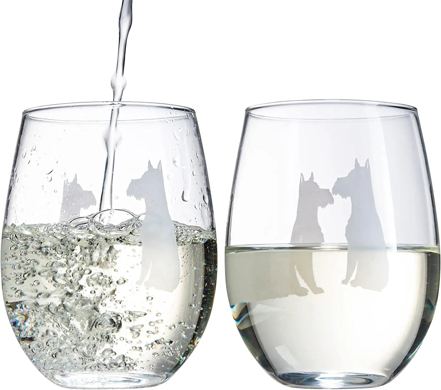 Unique Personalized Schnauzer Stemless Wine Glasses Set Customized Wine Glass Gifts for Men by Groovy Guy