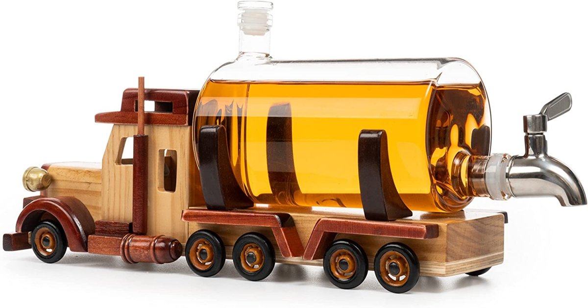 Unique Personalized Truck Trucker Whiskey Decanter Customized Decanters Gifts for Men by Groovy Guy