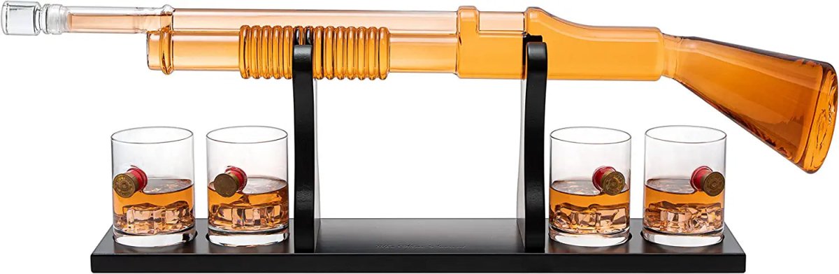 Unique Personalized Shotgun Whiskey Decanter Set Customized Gifts for Men by Groovy Guy