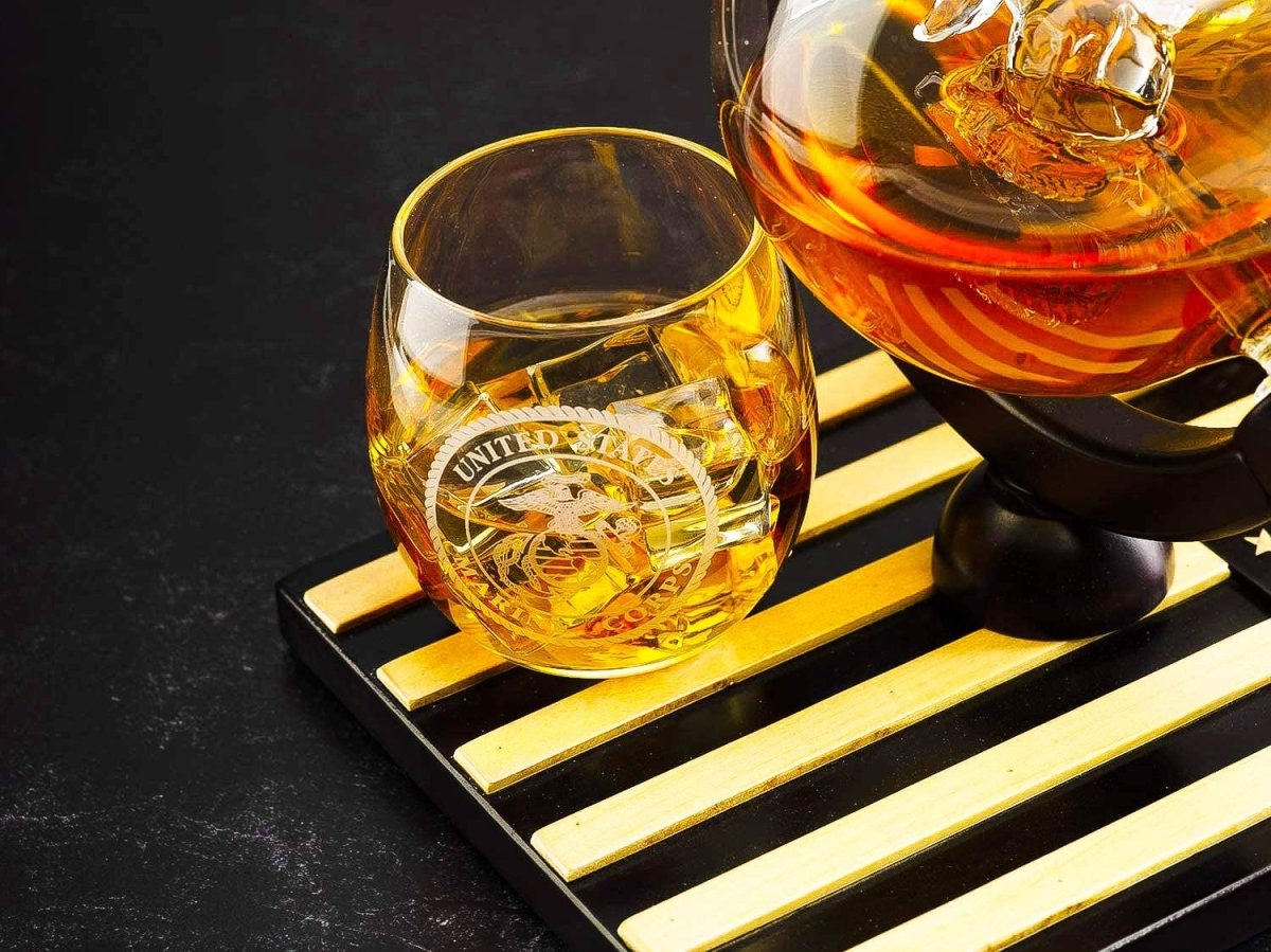 Unique Personalized Marine Decanter Set Customized Gifts for Men by Groovy Guy