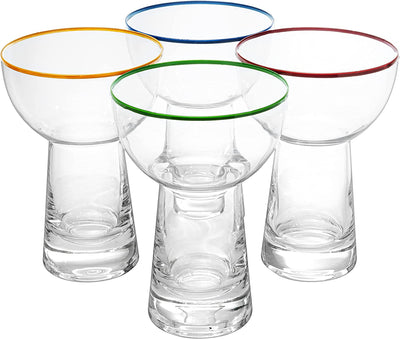 Stemless Margarita Glasses with Colored Rims