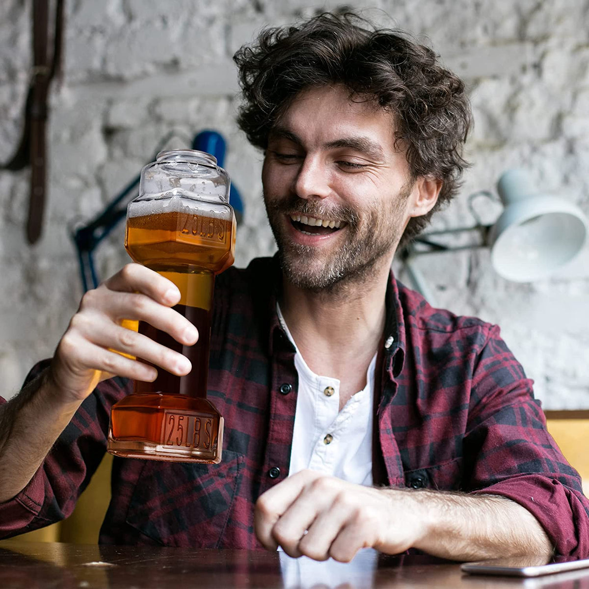 Unique Personalized Dumbbell Beer Glasses Customized Gifts for Men by Groovy Guy