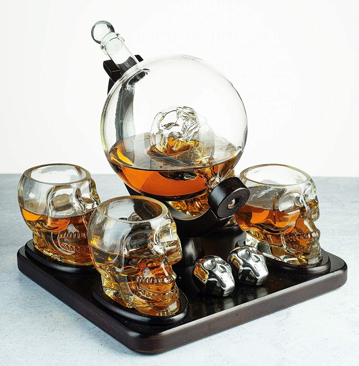 Unique Personalized Large Skull Face Decanter Set Customized Decanter Set Gifts for Men by Groovy Guy