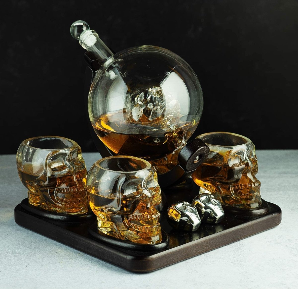 Unique Personalized Large Skull Face Decanter Set Customized Decanter Set Gifts for Men by Groovy Guy