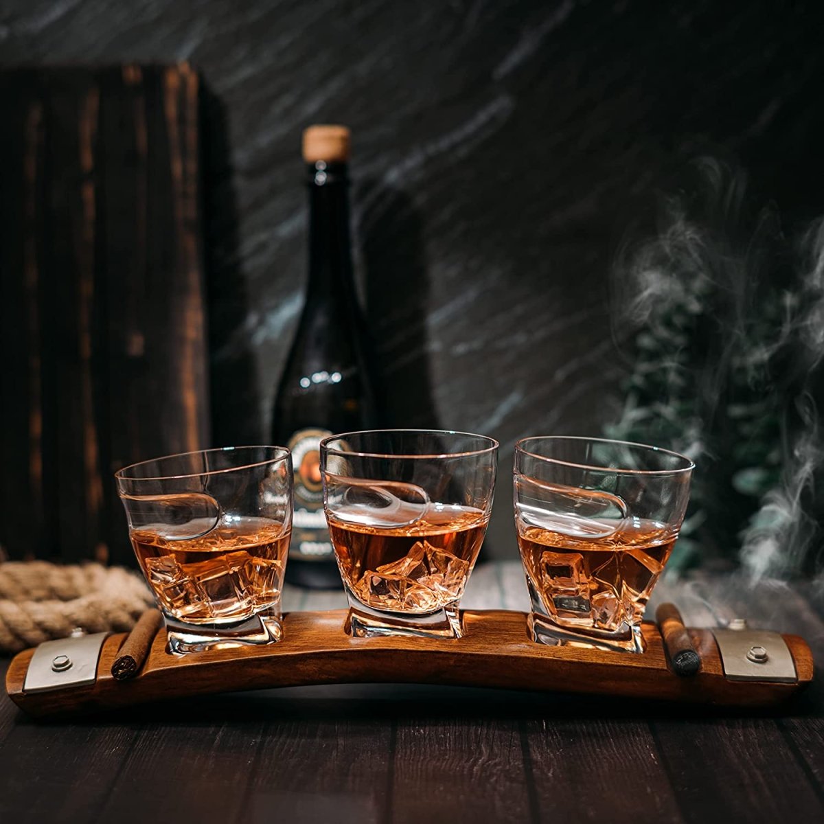 Unique Personalized Whiskey Flight Board Customized Glassware Gifts for Men by Groovy Guy