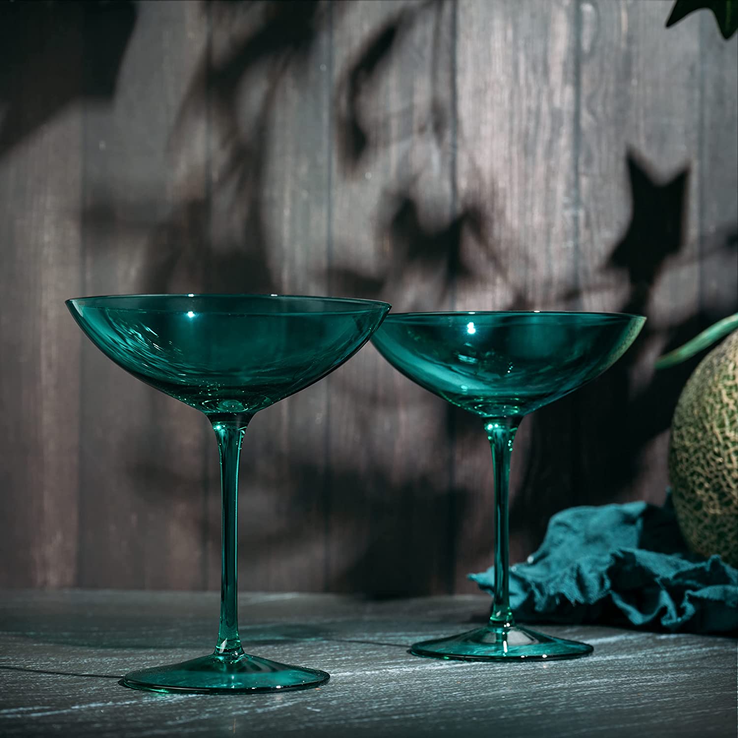 Unique Personalized Teal Colored Coupe Glasses Set Customized Tequila Gifts for Men by Groovy Guy