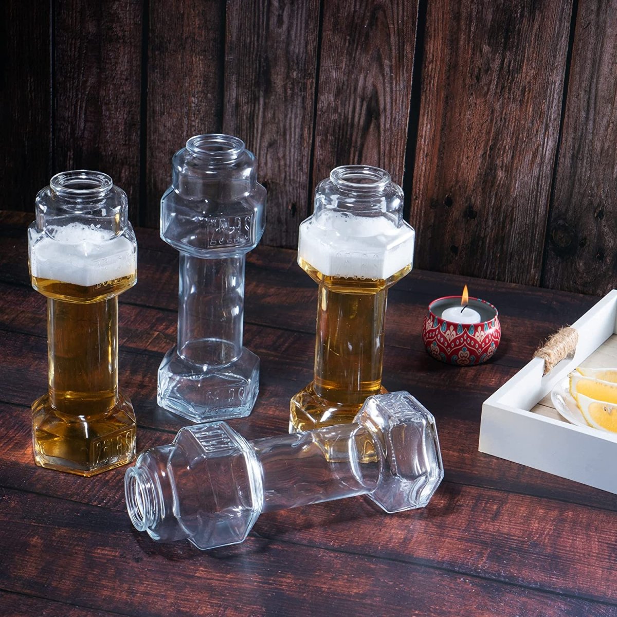 Unique Personalized Dumbbell Beer Glasses Customized Gifts for Men by Groovy Guy