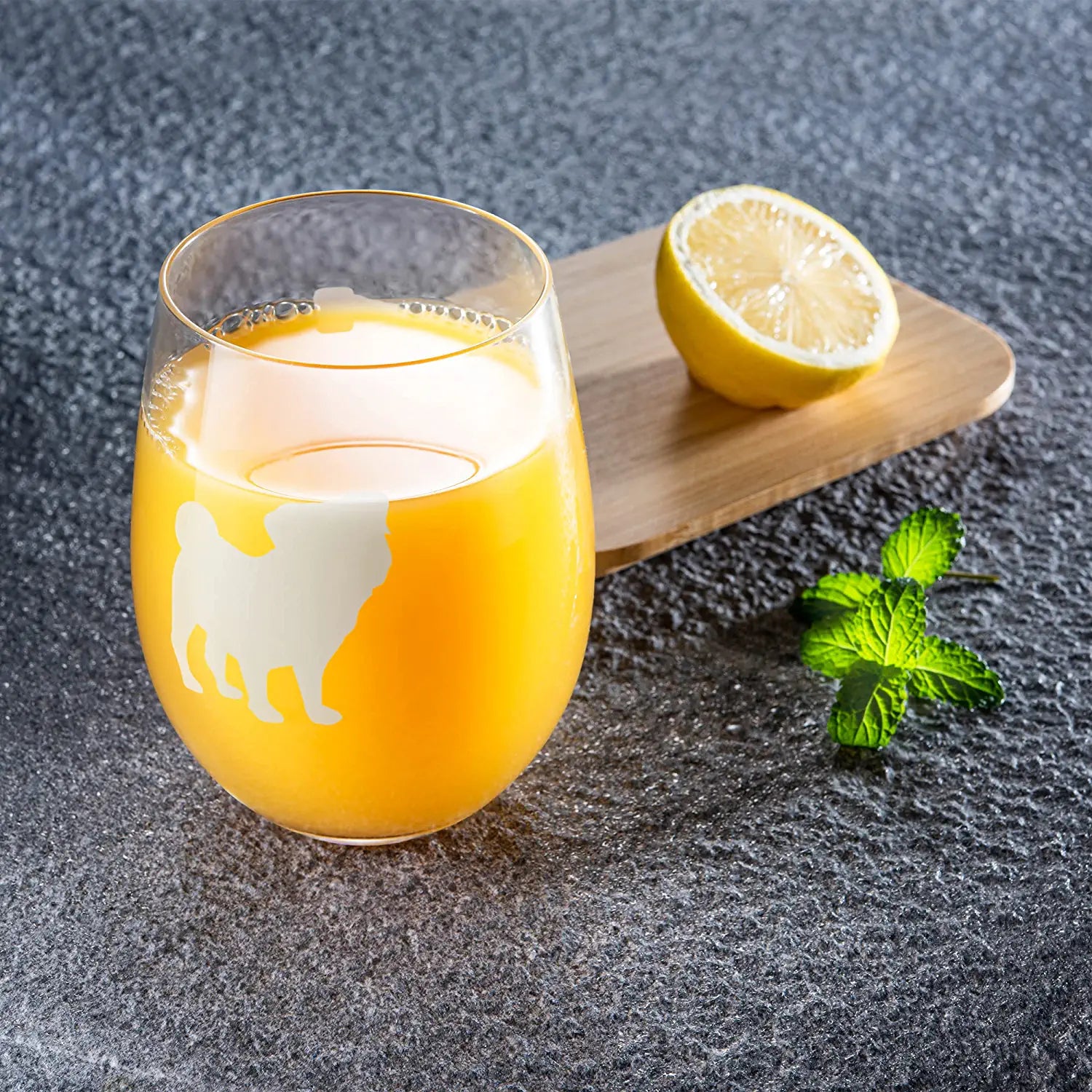 Unique Personalized Pug Dog Stemless Wine Glasses Set Customized Wine Glass Gifts for Men by Groovy Guy