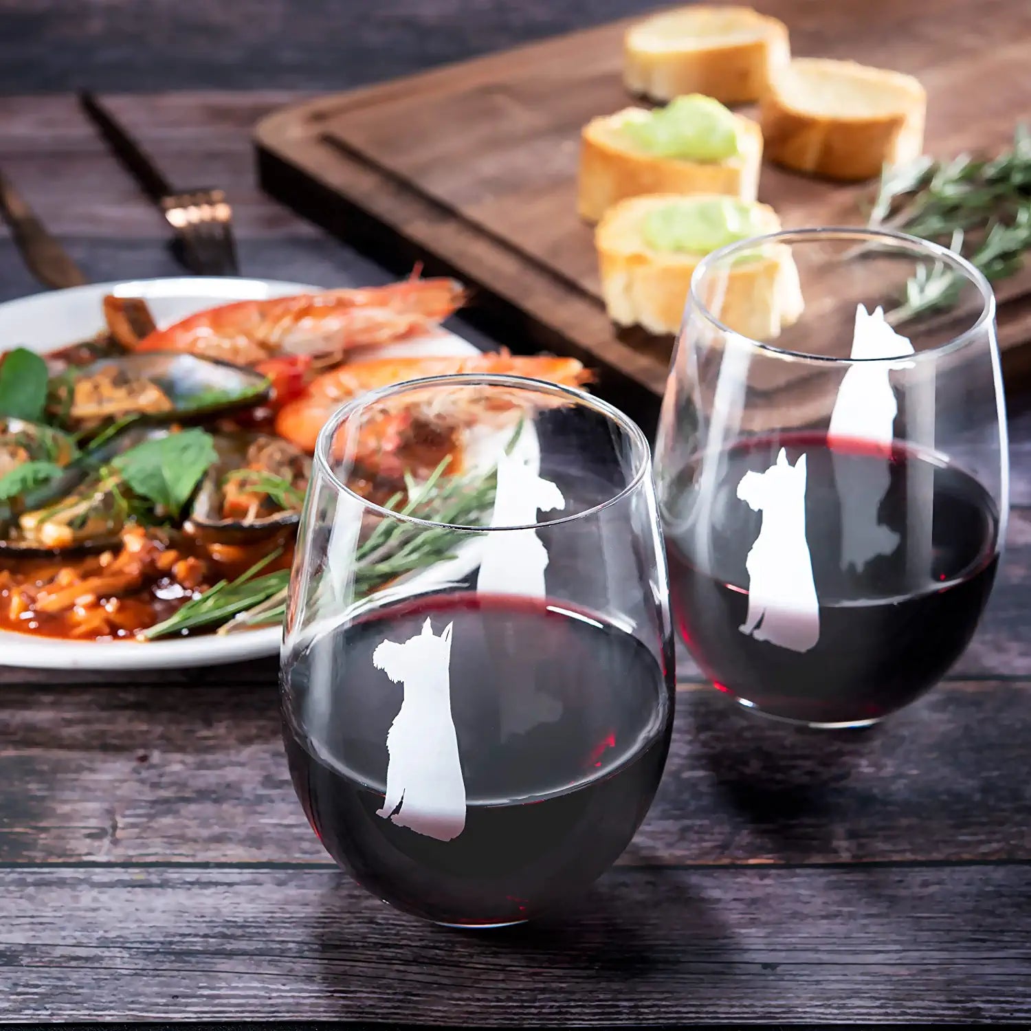 Unique Personalized Schnauzer Stemless Wine Glasses Set Customized Wine Glass Gifts for Men by Groovy Guy