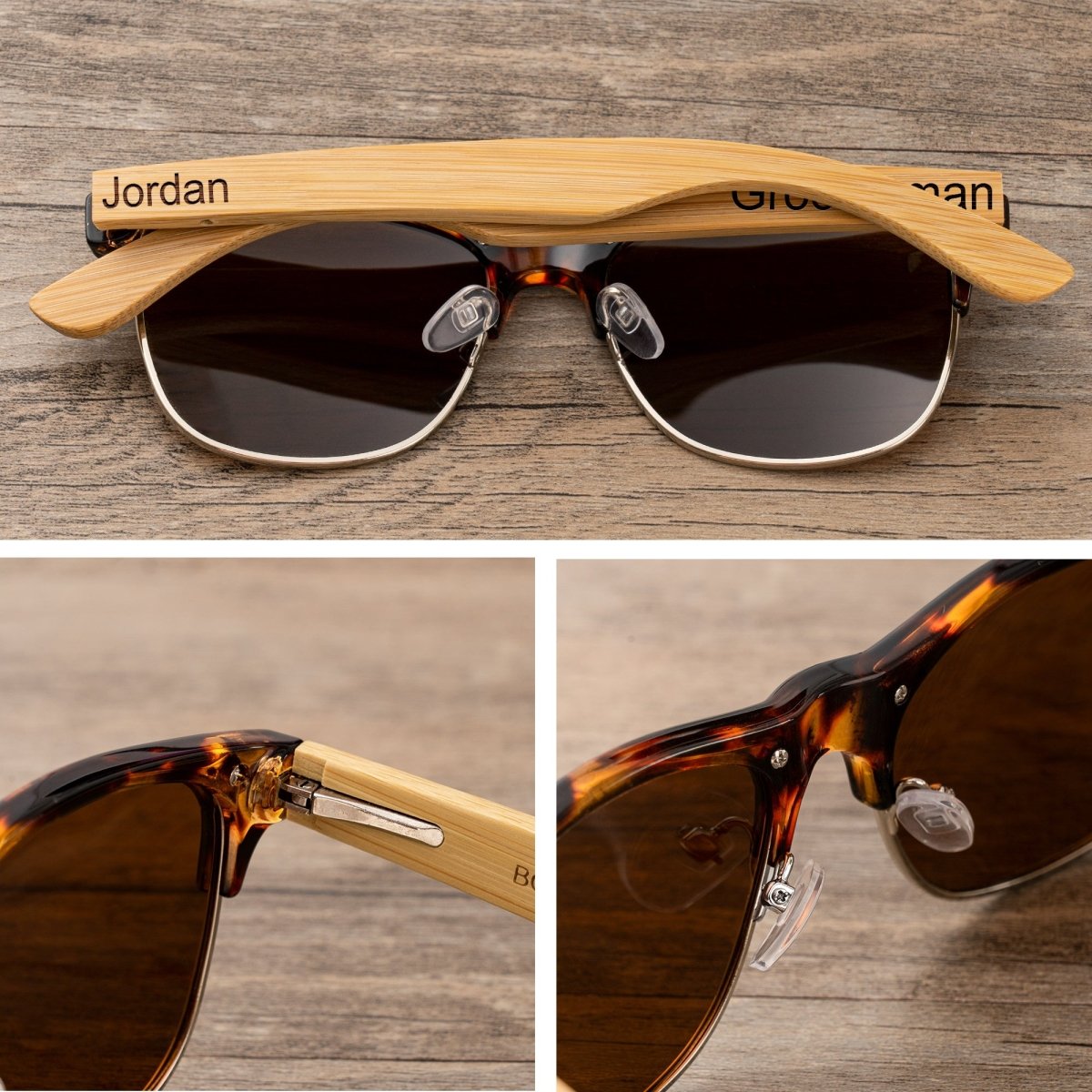 Unique Personalized Wooden Clubmasters Customized Sunglasses Gifts for Men by Groovy Guy
