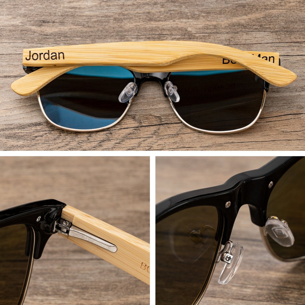 Unique Personalized Wooden Clubmasters Customized Sunglasses Gifts for Men by Groovy Guy