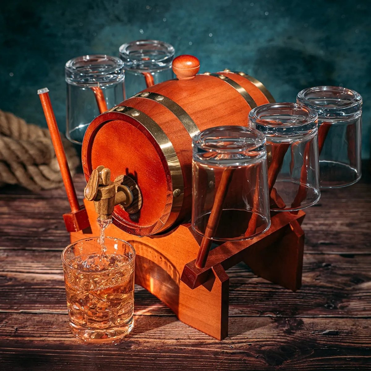Unique Personalized Barrel Decanter Set Customized Whiskey Gifts for Men by Groovy Guy