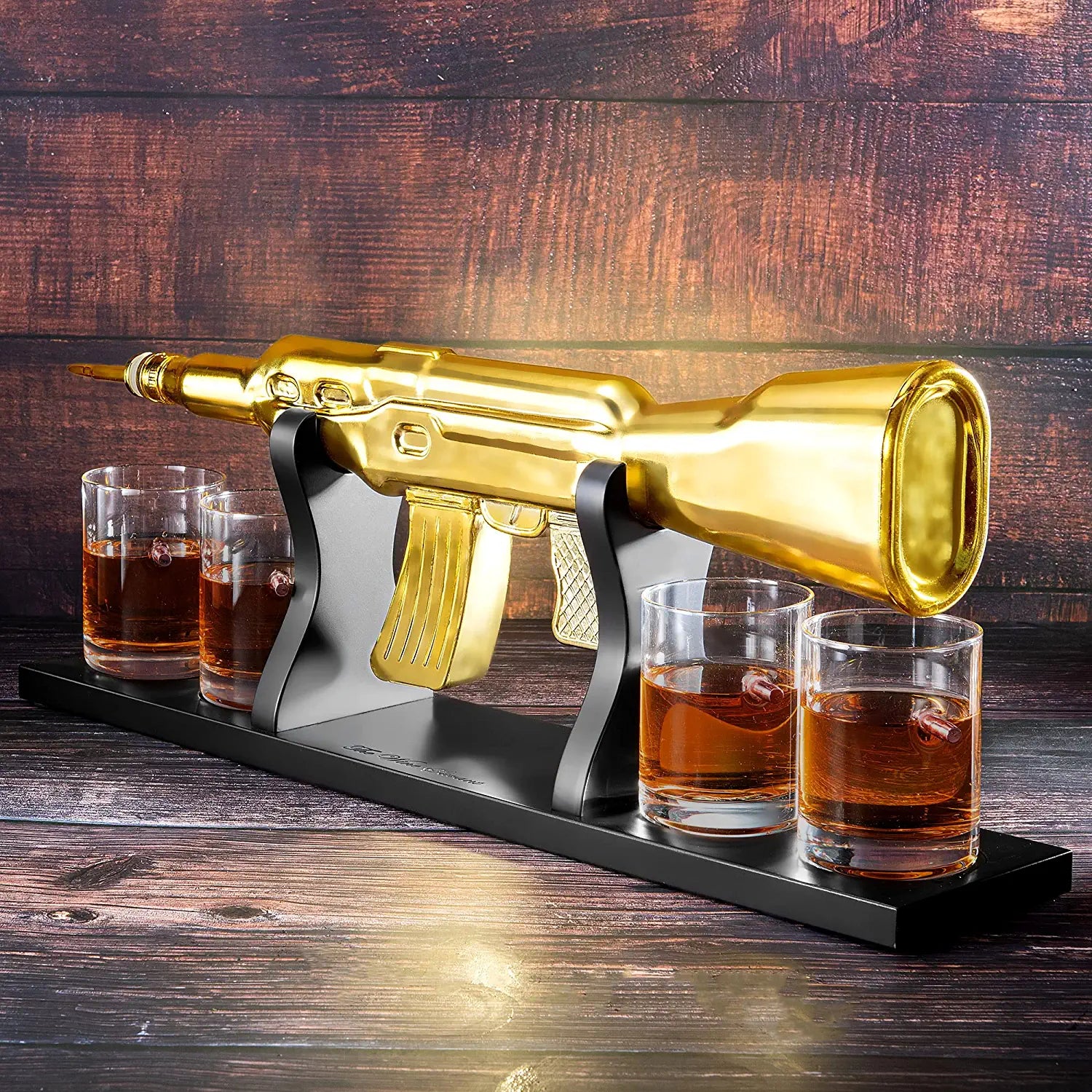 Unique Personalized AK Gold Whiskey Decanter Set Customized Gifts for Men by Groovy Guy