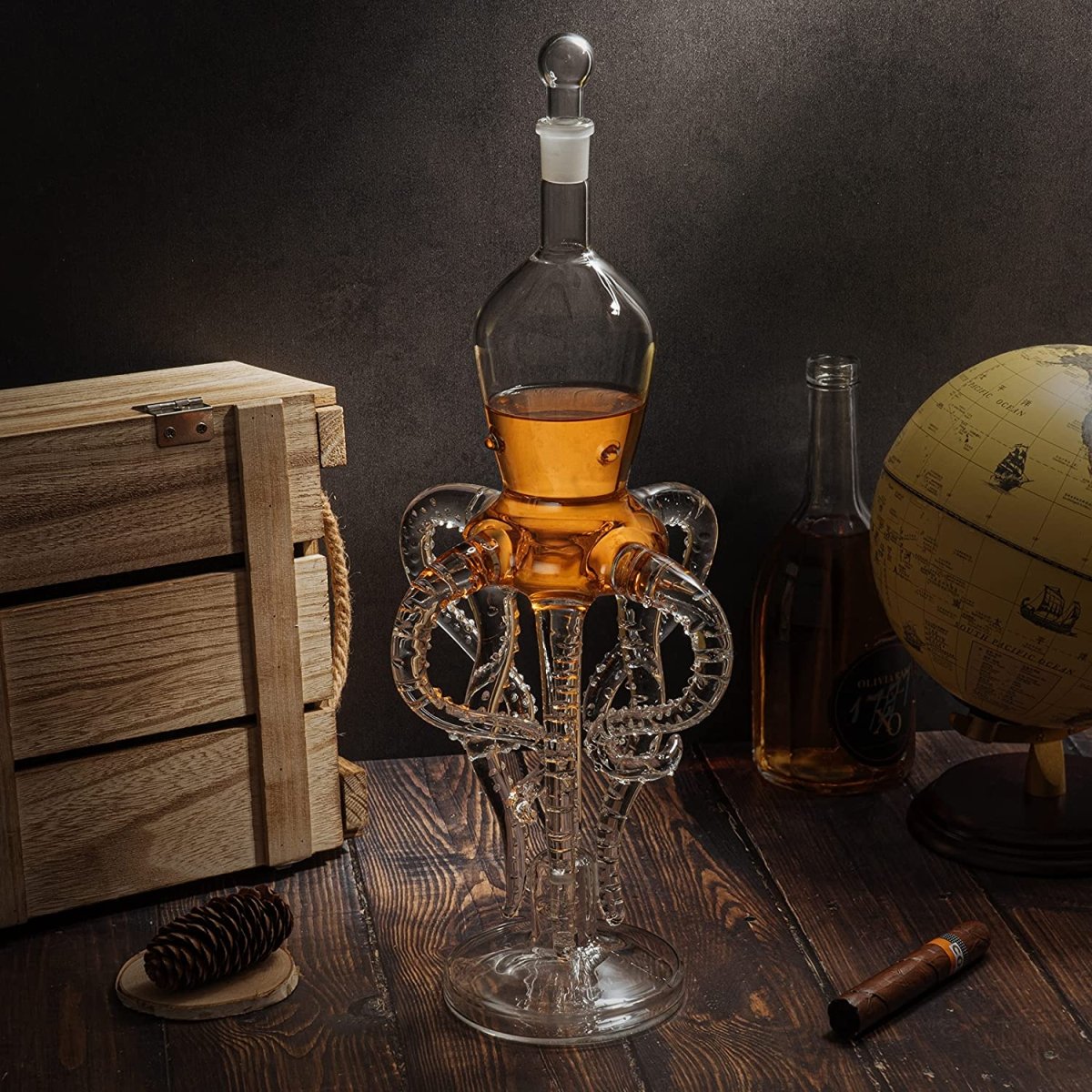 Unique Personalized Octopus Whiskey and Wine Decanter Customized Gifts for Men by Groovy Guy