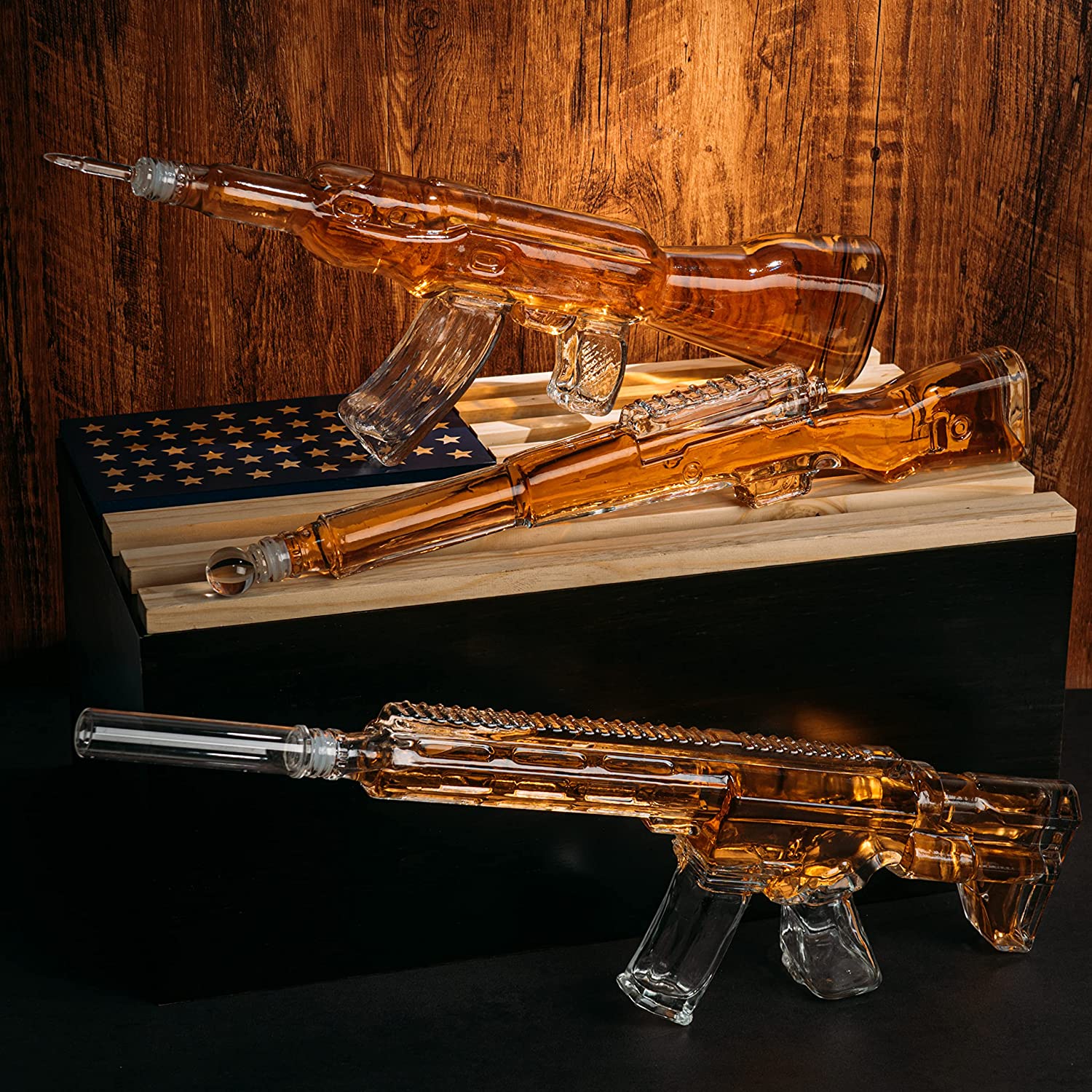 3 Gun Whiskey Decanters Set