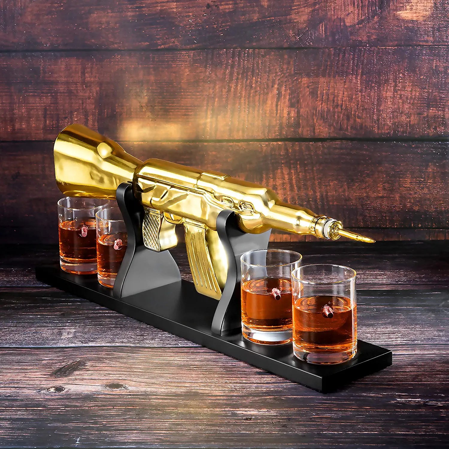 Unique Personalized AK Gold Whiskey Decanter Set Customized Gifts for Men by Groovy Guy
