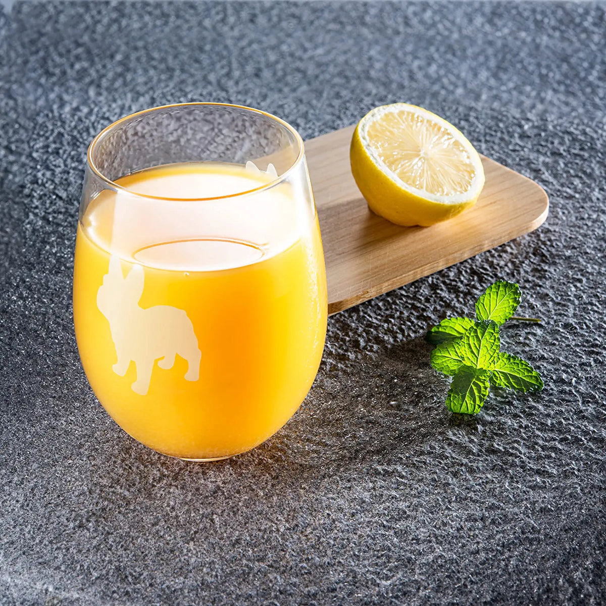 Unique Personalized French Bulldog Stemless Wine Glasses Set Customized Wine Glass Gifts for Men by Groovy Guy