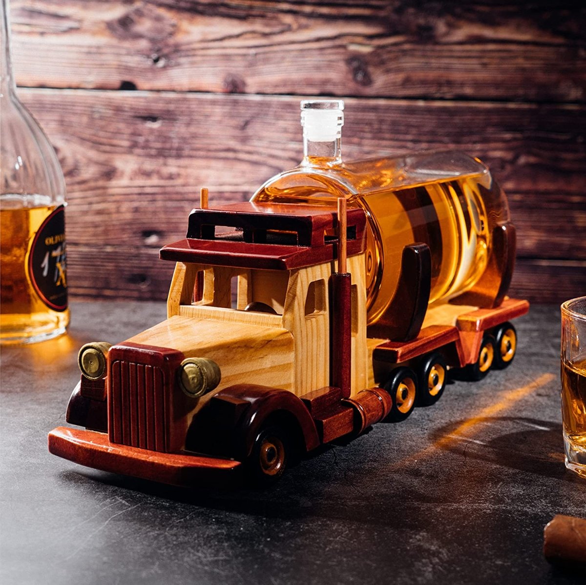 Unique Personalized Truck Trucker Whiskey Decanter Customized Decanters Gifts for Men by Groovy Guy