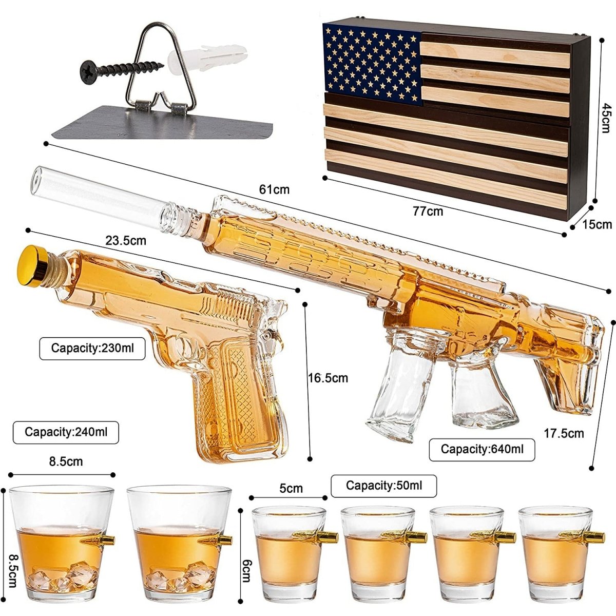 Unique Personalized Whiskey Decanter Flag Bar Set Customized Gifts for Men by Groovy Guy