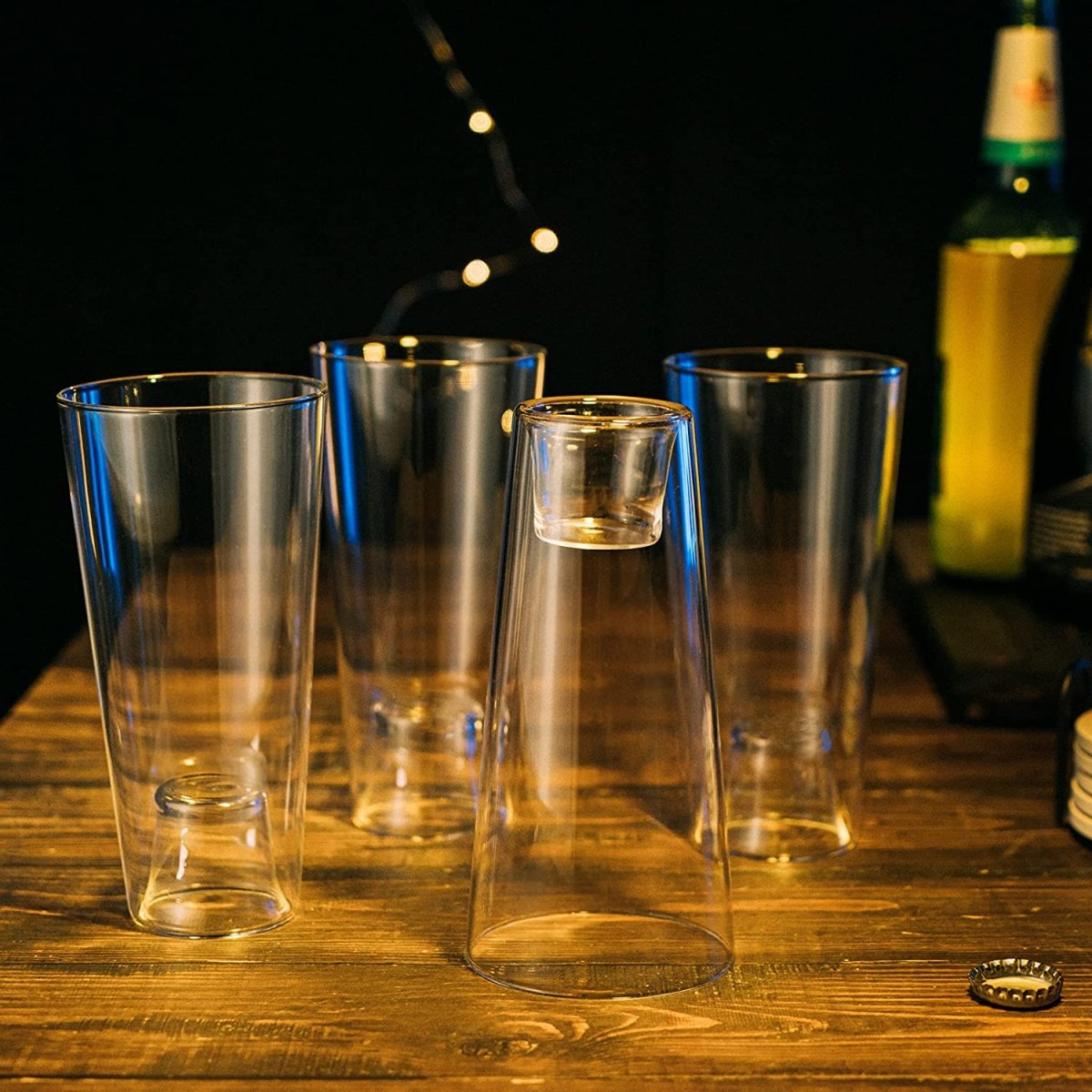 Unique Personalized Upside Down Pint Glass with Shot Glass Customized Drinking Glass Gifts for Men by Groovy Guy