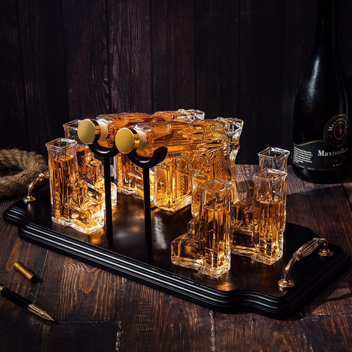 Unique Personalized The Gunslinger Whiskey Set Customized Decanter Set Gifts for Men by Groovy Guy