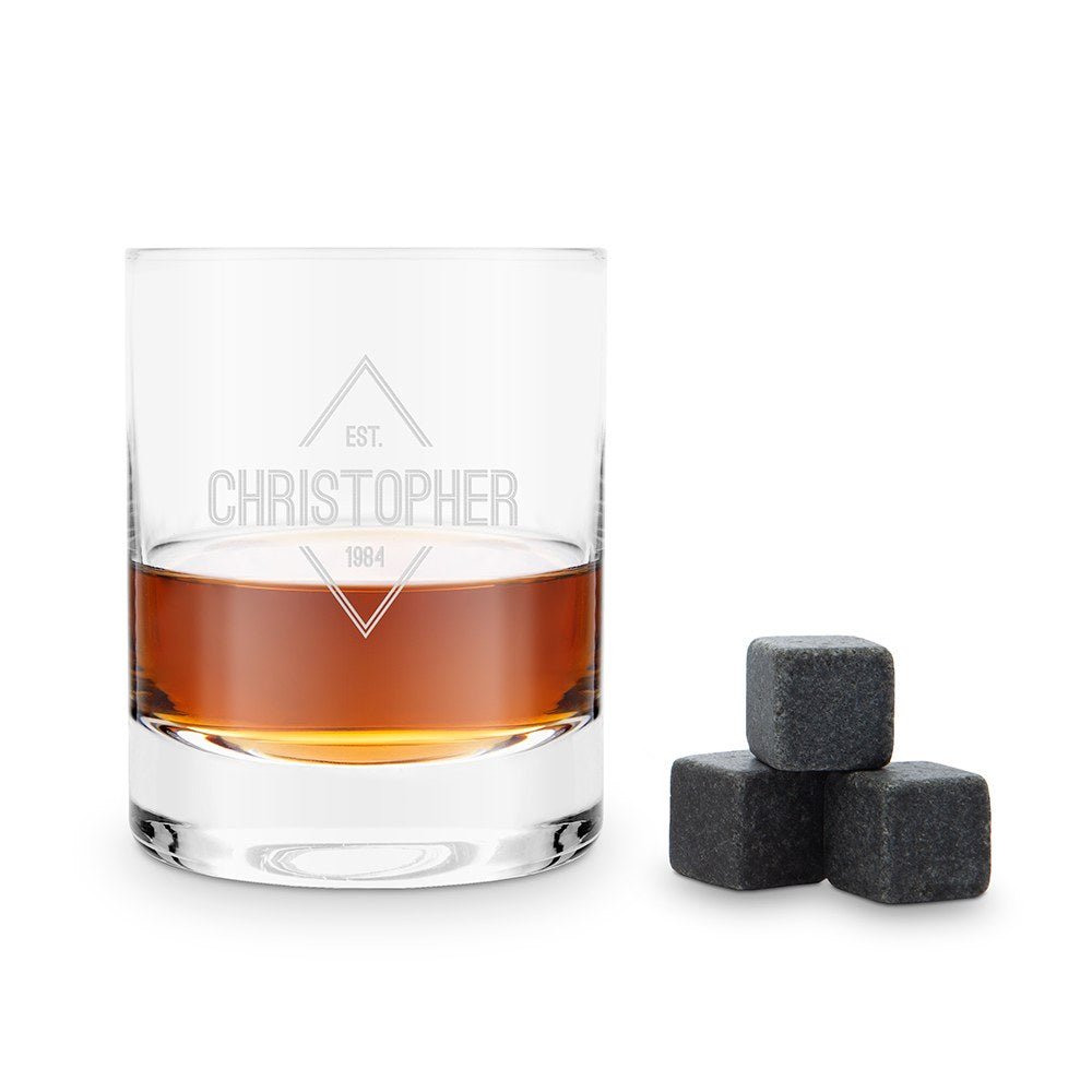 Unique Personalized Personalized Chilled By Design Whiskey Glass Customized Whiskey Glass Gifts for Men by Groovy Guy