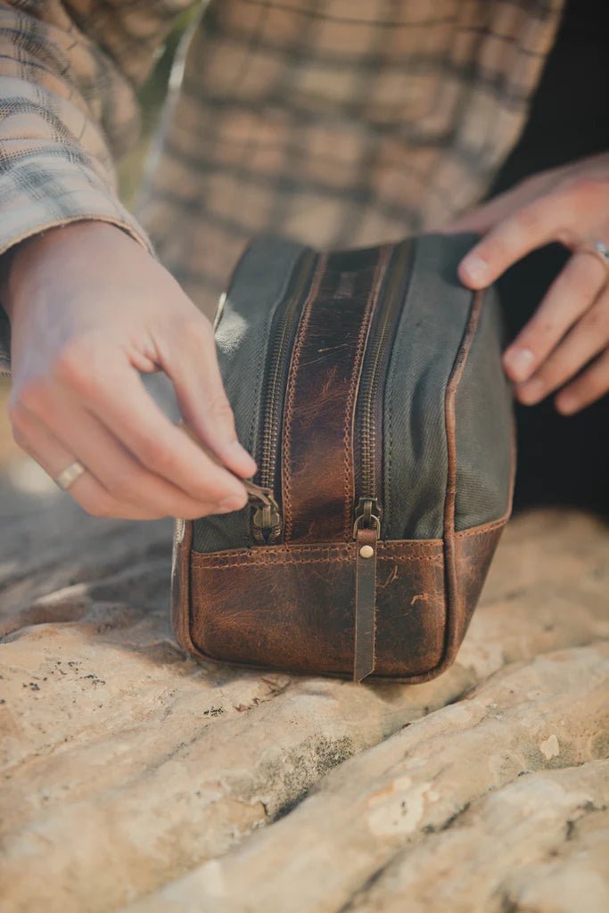 Unique Personalized Canvas Dopp Bag Customized Toiletry Bag Gifts for Men by Groovy Guy