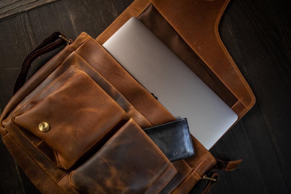 Unique Personalized Buffalo Leather Satchel Customized Messenger Bag Gifts for Men by Groovy Guy