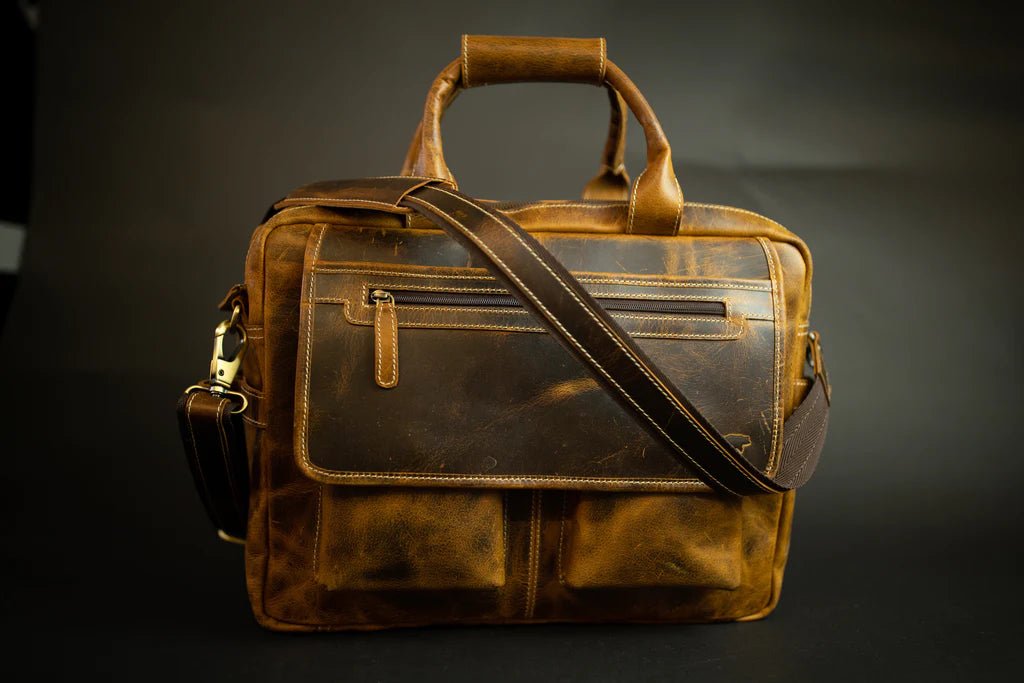 Unique Personalized Buffalo Leather Pilot Bag Customized Messenger Bag Gifts for Men by Groovy Guy