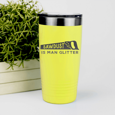 Yellow fathers day tumbler A Mans Glitter