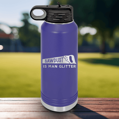 Purple Fathers Day Water Bottle With A Mans Glitter Design
