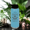 Light Blue Fathers Day Water Bottle With Accomplished Best Dad Design
