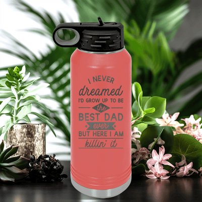 Salmon Fathers Day Water Bottle With Accomplished Best Dad Design