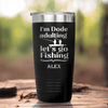 Black Fishing Tumbler With Adulting Is Over Design