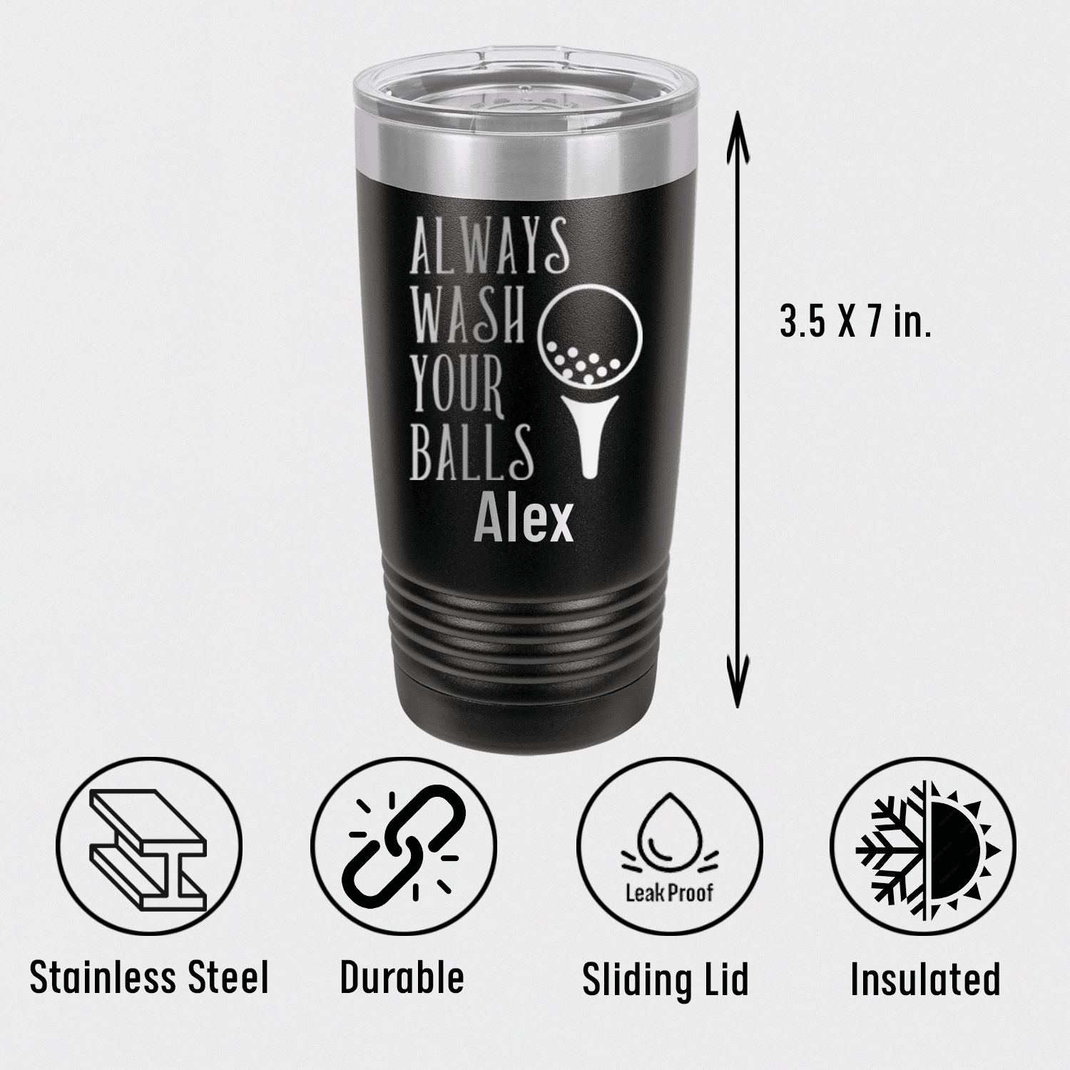 Unique Personalized Always Wash Your Balls Tumbler Customized Golf Tumblers Gifts for Men by Groovy Guy
